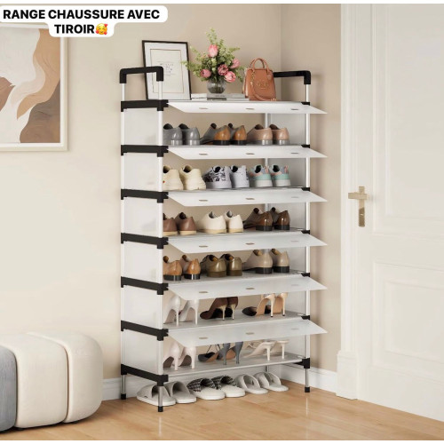 Porte-Manteaux Meuble d’entrée étagère à Chaussure - 7niveaux