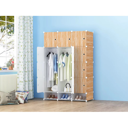 Armoire 3 Battants en plastique avec range-chaussure